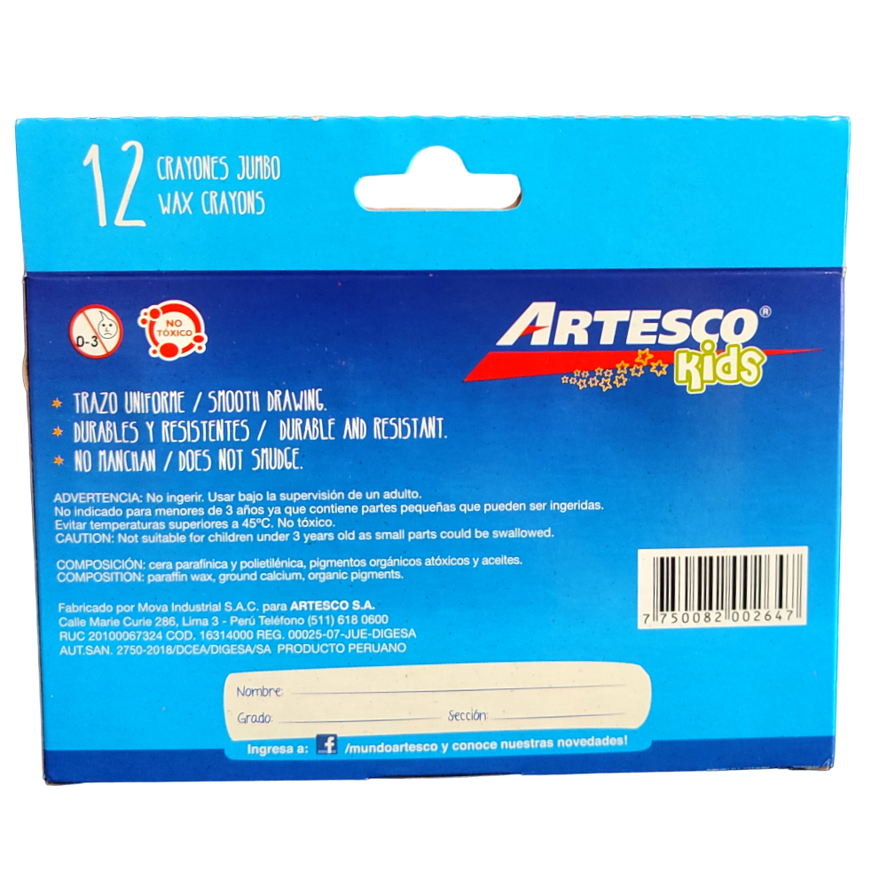 Crayon Jumbo X 12 Artesco