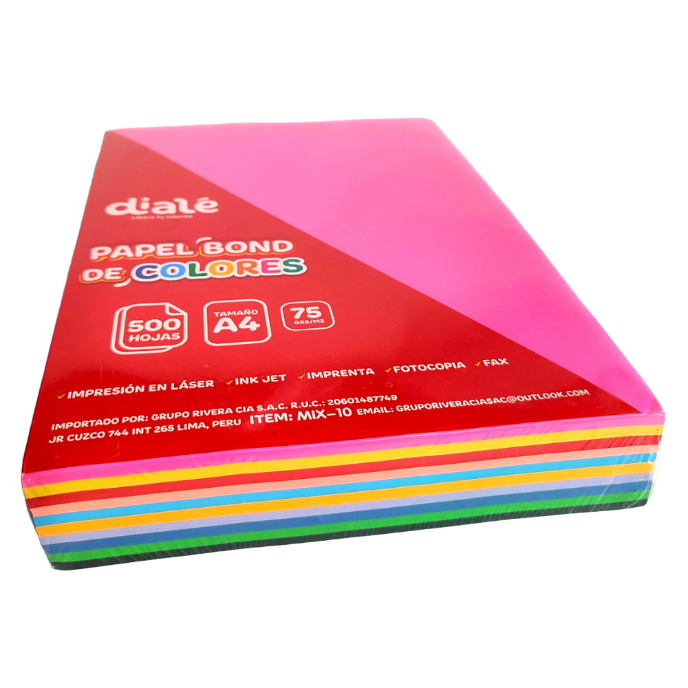 Hoja Bond A4 Colores 75Gr Diale