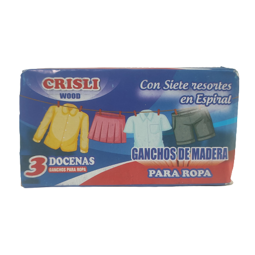 GANCHO DE MADERA D/ ROPA (SETX3DOC)