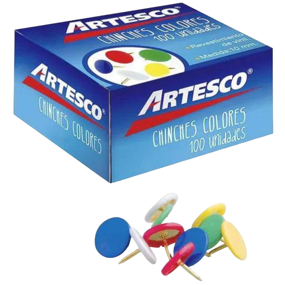 CHINCHES COLORES X 40 UNID PLASTIFIC. ARTESCO S/F