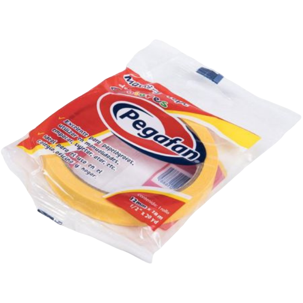 CINTA MASKIN AMARILLO 12MM (1/2") X18 MT PEGAFAN