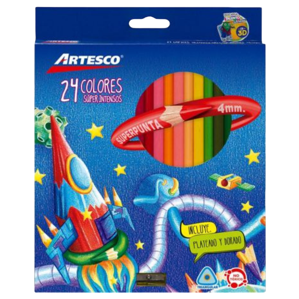 Colores Triang. X 24 Largos Artesco