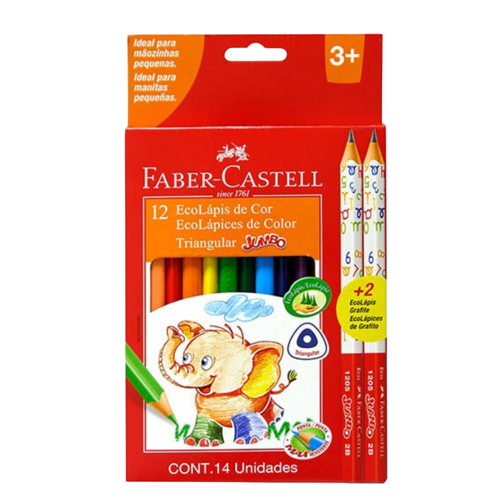 COLORES X12 LARGOS JUMBO. +TJ. TRIANG. FABER