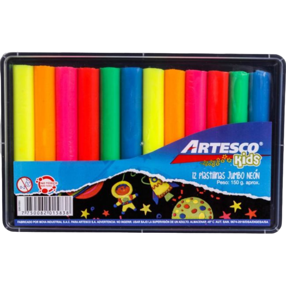PLASTILINA  JUMBO NEON  X12 ARTESCO KIDS