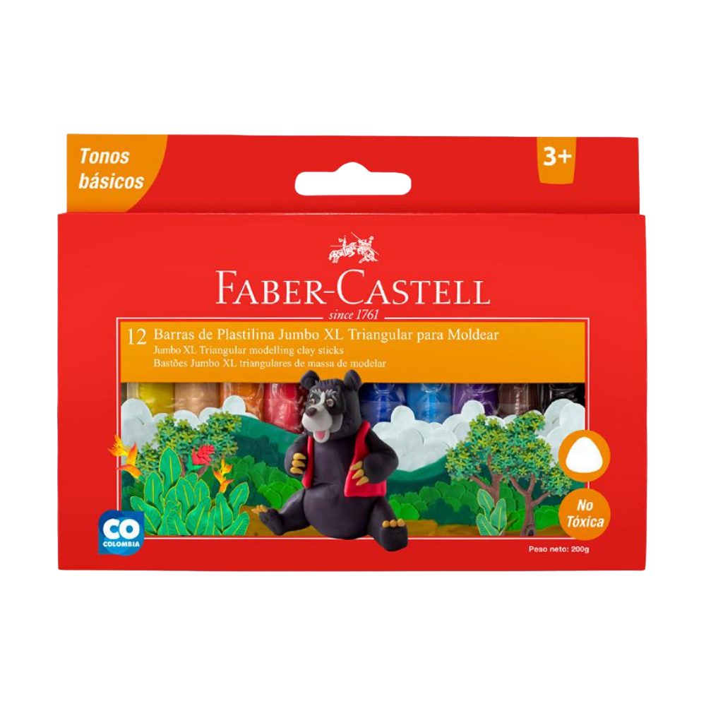 PLASTILINA JUMBO XL X12 COLORES FABER