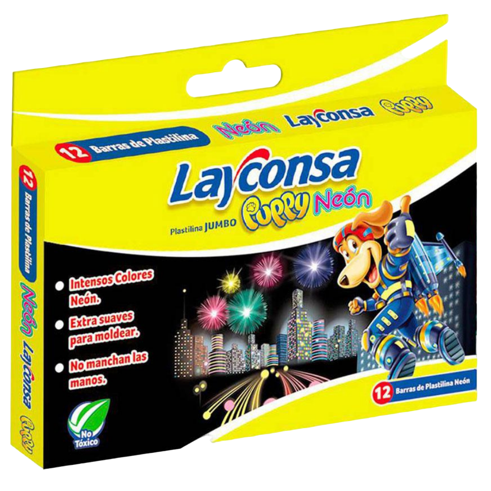 PLASTILINA NEÓN JUMBO X12 LAYCONSA